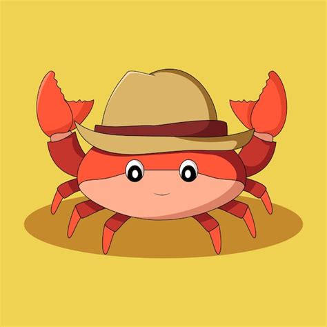 Premium Vector Cute Crab Wearing A Hat Illustration