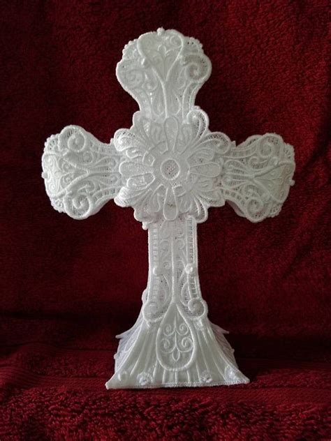 A Beautiful Machine Embroidered Free Standing Lace Cross Etsy Free