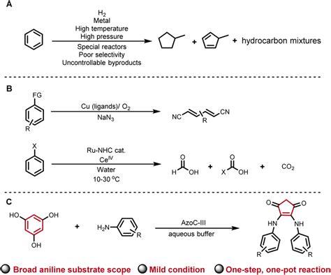 Benzene ring contractions and cleavages. (A) Traditional benzene ring ...