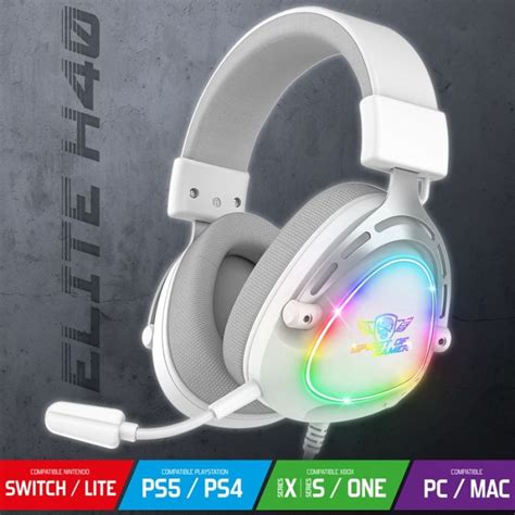 Micro Casque Gamer Filaire SPIRIT OF GAMER ELITE H40 ARTIC RGB Blanc