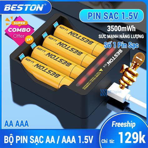 Bộ sạc pin aa aaa lithium 1 5v doublepow l156 thiết kế sạc thông minh tự