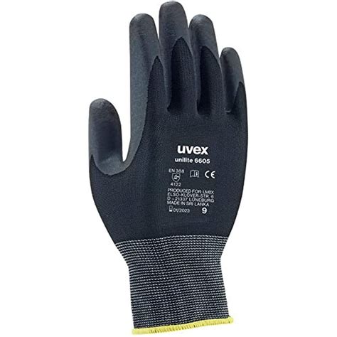 Uvex 60573 10 Unilite 6605 Safety Glove Size 10 Black Amazon Co Uk