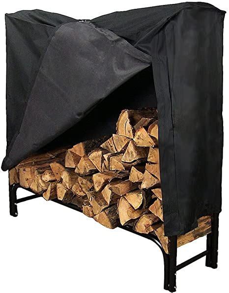 Sunnydaze Outdoor Firewood Log Rack And Cover Combo Set Black Powder