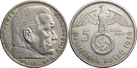 Drittes Reich 5 Reichsmark 1936 A Hindenburg Kursmünze 1936 1939 ss