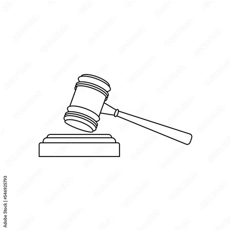 line drawing of judge's hammer vector illustration Stock Vector | Adobe ...