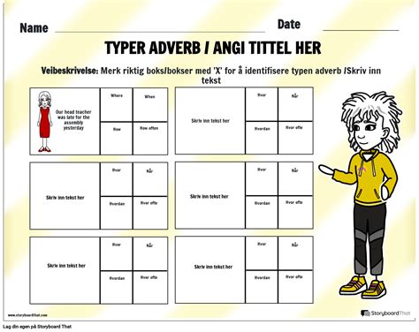 Typer Av Adverb Regneark Storyboard O No Examples