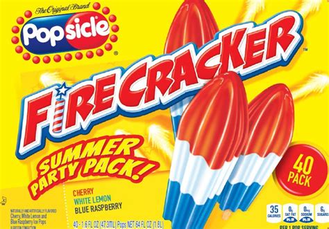 Popsicle Firecracker Ice Pops Cherry White Lemon And Blue Raspberry