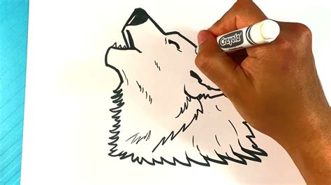 FÁCIL Cómo dibujar un LOBO AULLANDO a la Luna