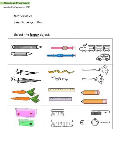 Measurement Long Short Activity Live Worksheets Worksheets Library