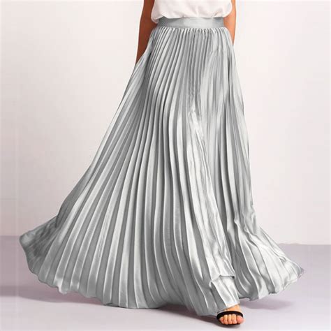 [hot Item] Zipper Side Pleated Flare Maxi Skirt Flare Maxi Skirt