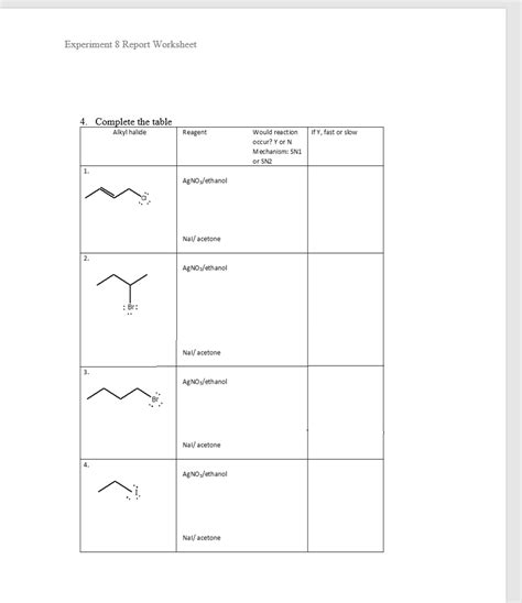 Solved Lab 8 Nucleophilic Substitution Of Alkyl Halides Chegg