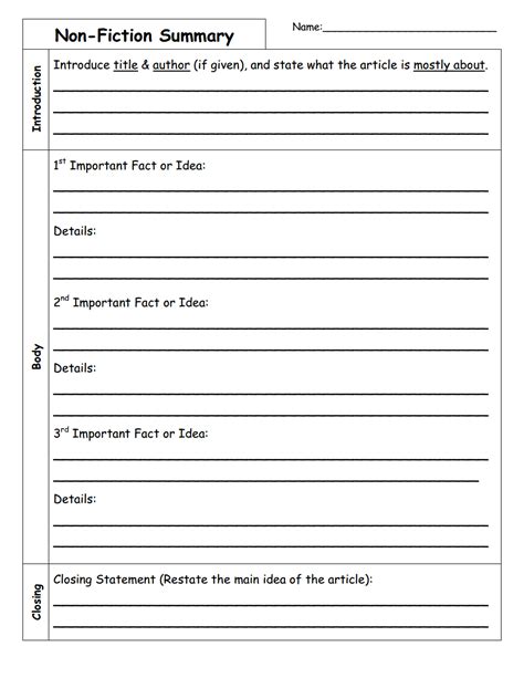 Summary Writing Worksheets For Grade 4