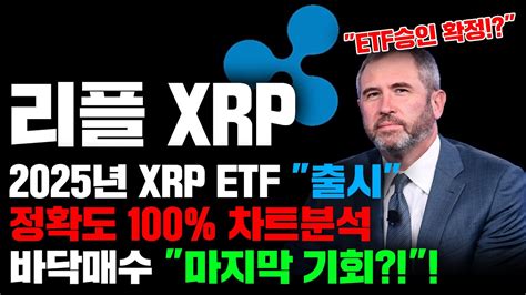 리플 Xrp 긴급 2025년 Xrp Etf 출시확정 정확도 100 전망분석 바닥매수 마지막 기회 일까