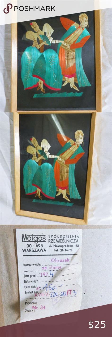 POLISH Hand Crafted Folk Art Obrazk Wheat Straw Art Framed Picture