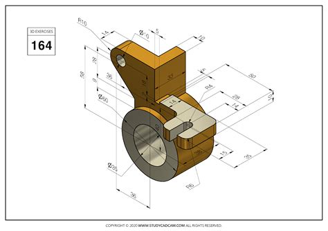 3D CAD EXERCISES 164 STUDYCADCAM Autocad Isometric Drawing Cad