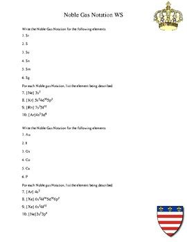 Noble Gas Notation Worksheet by Mr V s Chemistry Classroom | TPT