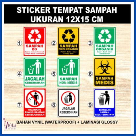 Sticker Tempat Sampah Organik Non Organik Sampah Medis Stiker Sampah