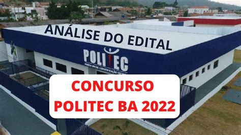 Concurso Politec BA 2022 análise do edital vagas inscrições e