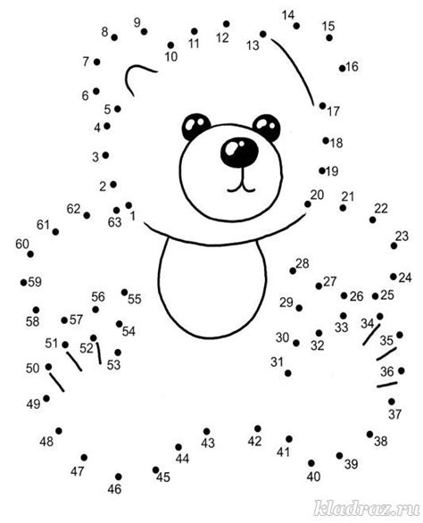 Задание для детей 6-7 лет. Соедини точки по порядку. Мишка. Соедини ...