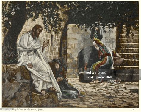 Mary Magdalene At The Feet Of Jesus High Res Vector Graphic Getty Images