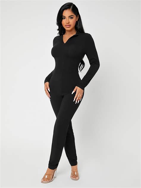 Shein Sxy Zip Up Unitard Jumpsuit Shein Uk