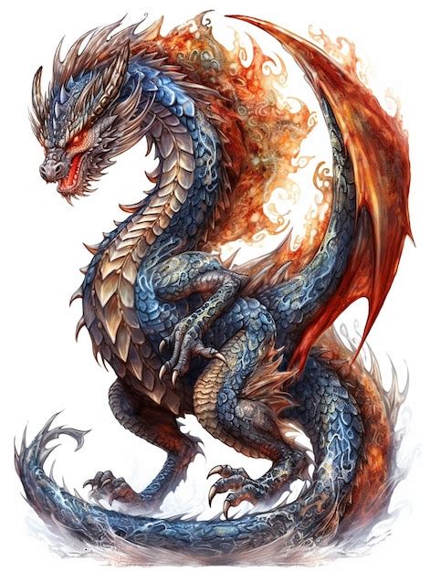 Premium Photo | Dragon with a fire on its tail