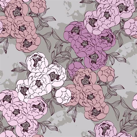 Premium Vector Seamless Boho Floral Pattern With Peony Flowers