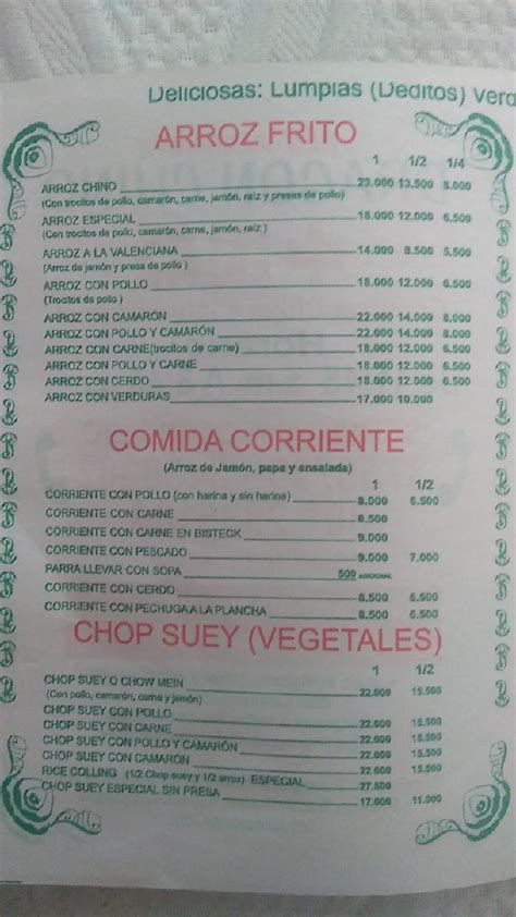 Carta De Restaurante Drag N Chino Soledad