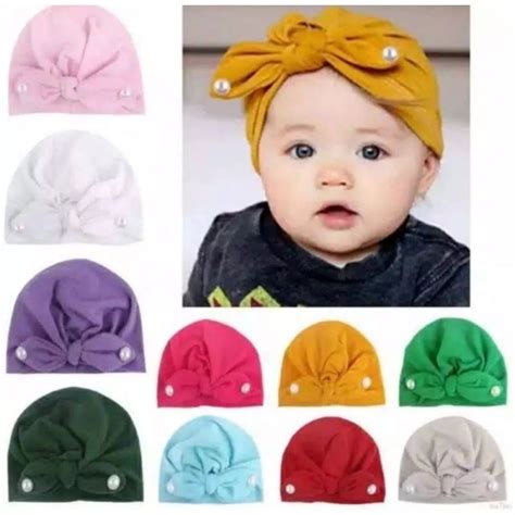 Jual Turban Bayi Pita Kelinci Mutiara Ciput Baby Newborn Topi Anak