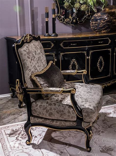 Casa Padrino Luxus Barock Sessel Silber Schwarz Gold X X H