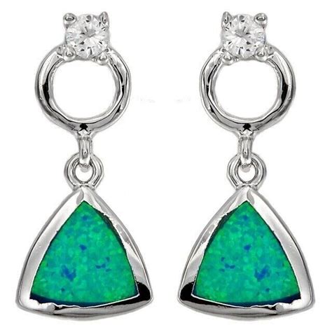 Australian Opal Inlay Topaz Solid Sterling Silver Earrings Eo Ebay