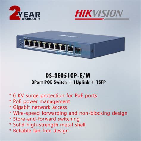 Jual Hikvision Switch Poe 8 Port Gigabite 58w Ds 3e0510p E M Jakarta Barat J S Solutions