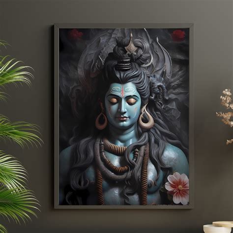 Lord Shiva Wall Art Hindu God Lord Shiva Print Shiva Shiva Painting