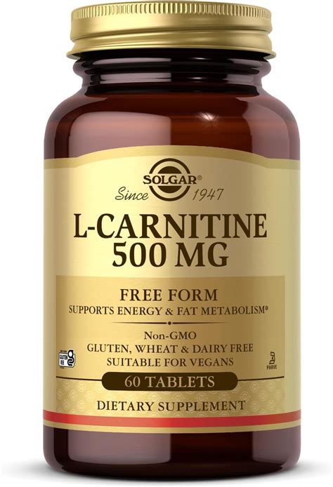 Amazon Solgar L Carnitina 500 Mg 60 Tabletas Sin OMG Vegano