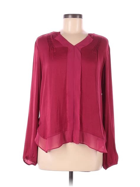 Simply Vera Vera Wang 100 Polyester Pink Burgundy Long Sleeve Blouse