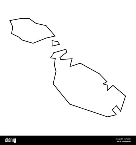 Malta Country Thin Black Outline Silhouette Simplified Map Vector