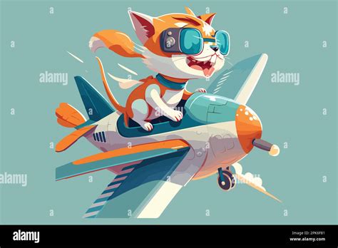 Cat Riding A Plane Vector Illustration Stock Vector Image And Art Alamy