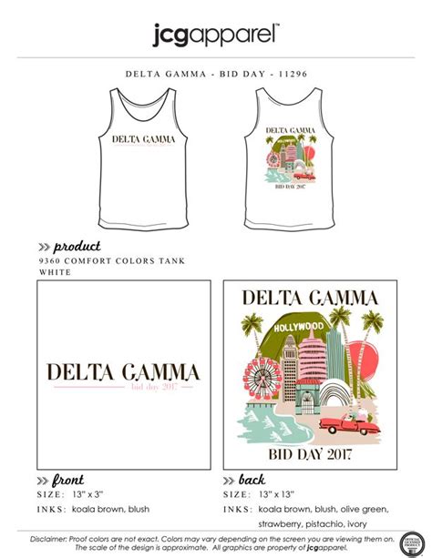 Jcg Apparel Custom Printed Apparel Delta Gamma Bid Day T Shirt