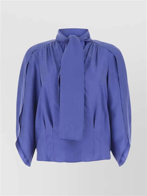 Alberta Ferretti Silk Blouse With Pussy Bow Neckline And Gathered Shoulders The Fashion Square
