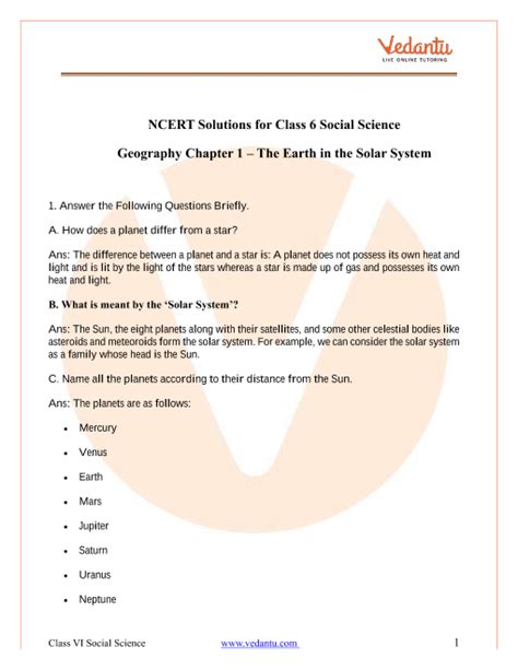 Ncert Solutions For Class 6 Geography Social Science Chapter 1 The