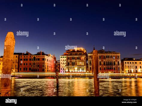 Grand canal at night in beautiful city Venice Stock Photo - Alamy