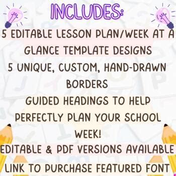 Free Editable Weekly Lesson Plan Template By Mrs Webb S Wonderous Creations