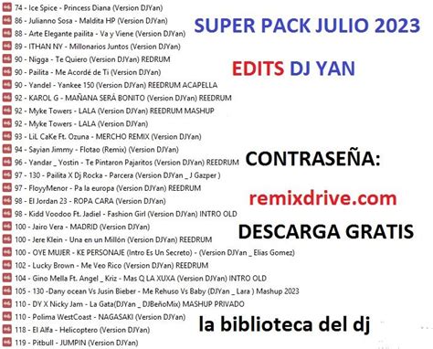 Pack De Musica Remix 2023 Edits DJ Yan Utilidades Para Djs