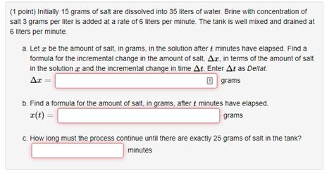 Solved Point Initially Grams Of Salt Are Dissolved Chegg