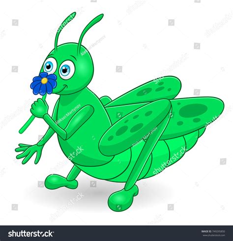 Cartoon Cute Grasshopper Stock Vector Royalty Free 749295850