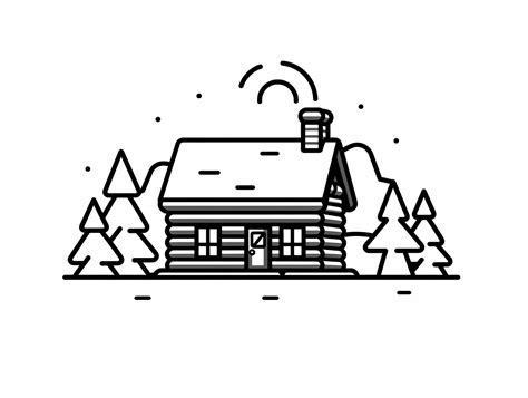 Simple Cabin Drawing To Color - Coloring Page