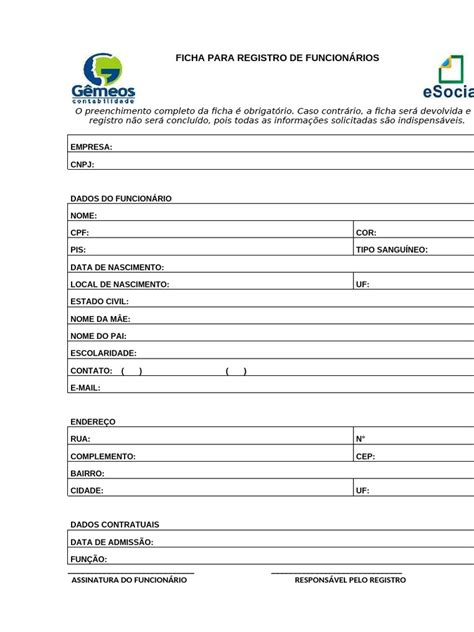 Ficha De Acompanhamento Do Bolsa Família Pdf - Ficha de Registro de Funcionários | PDF