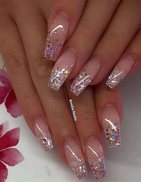 Pink Shine Beautiful Nails Color In 2020 Ombre Nails Glitter Glitter Nails Acrylic Coffin