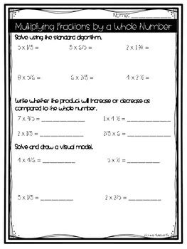 Multiplying Fractions By A Whole Number Worksheet Test 5 NF B 4 A And