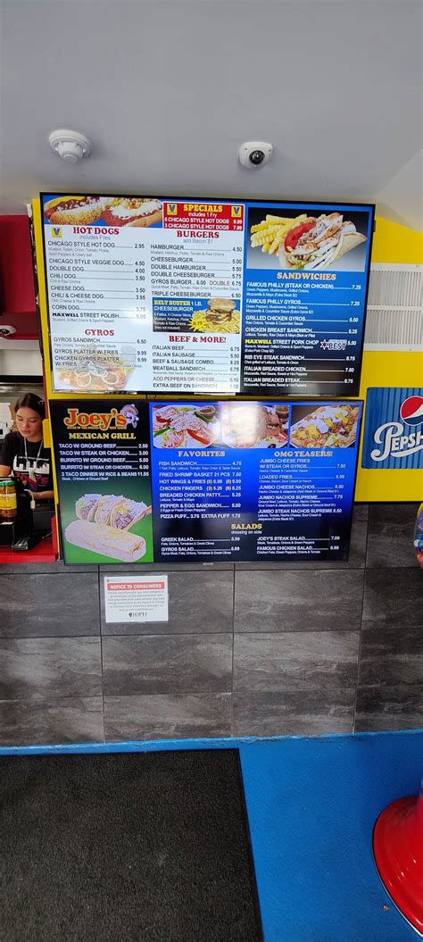 Menu At Joeys Red Hots Restaurant Orland Park